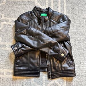 Girls United Colors of Benetton Black XL Faux Leather Jacket